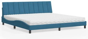 vidaXL Κρεβάτι με Στρώμα Hanko Μπλε 200x200 εκ. Βελούδινο