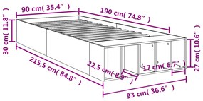 ΠΛΑΙΣΙΟ ΚΡΕΒΑΤΙΟΥ ΓΚΡΙ ΣΚΥΡΟΔΕΜΑΤΟΣ 90 X 190 ΕΚ. ΕΠΕΞΕΡΓ. ΞΥΛΟ 3280618