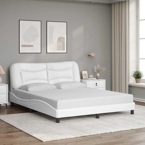 vidaXL Πλαίσιο κρεβατιού χωρίς Στρώμα Hvar Λευκό 160x200 εκ. Συνθετικό Δέρμα