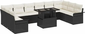 vidaXL Σετ Καναπέ Κήπου με μαξιλάρι 11 pcs Μαύρο Πολυ ράταν