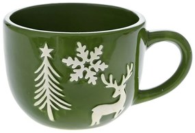 Χριστουγεννιάτικη Κούπα Κεραμική Πράσινη-Λευκή iliadis 14x11x8εκ. 81834