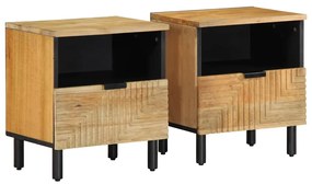 vidaXL Κομοδίνα 2 τεμάχια καφέ 40x33x46 cm από μασίφ ξύλο Mango