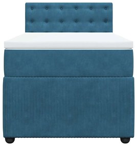vidaXL Κρεβάτι Boxspring με Στρώμα Μπλε 100x200 εκ. Βελούδινο