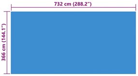 Κάλυμμα Πισίνας Ορθογώνιο Μπλε 732 x 366 εκ. από Πολυαιθυλένιο