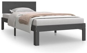 vidaXL Πλαίσιο Κρεβατιού Γκρι 90 x 200 εκ. από Μασίφ Ξύλο Πεύκου