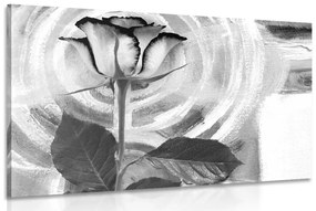 Εικόνα ενός τριαντάφυλλου σε καμβά ζωγραφικής σε ασπρόμαυρο - 120x80