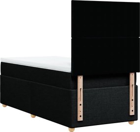 vidaXL Κρεβάτι Boxspring με Στρώμα Μαύρο 90x190 εκ.Υφασμάτινο