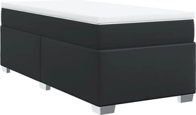 vidaXL Κρεβάτι Boxspring με Στρώμα Μαύρο 90x200εκ. από Συνθετικό Δέρμα