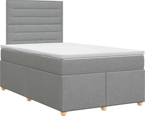 vidaXL Κρεβάτι box spring με στρώμα Ανοιχτό γκρι 120 x 200 cm Ύφασμα