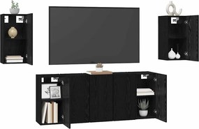 vidaXL Σετ επίπλου τηλεόρασης 7 pcs Μαύρη Οξυά Επεξεργασμένο Ξύλο
