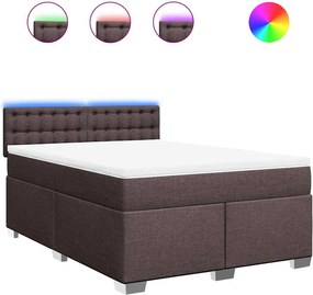 vidaXL Κρεβάτι Boxspring με Στρώμα Σκούρο Καφέ 140x190 εκ. Υφασμάτινο