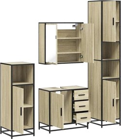 vidaXL Σετ Επίπλων Μπάνιου 4 Τεμαχίων Sonoma Δρυς Επεξεργασμένο Ξύλο