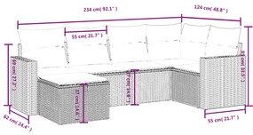 vidaXL Σαλόνι Κήπου Σετ 6 Τεμαχίων Γκρι Συνθετικό Ρατάν με Μαξιλάρια