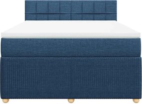 vidaXL Κρεβάτι Boxspring με Στρώμα Μπλε 160x200 εκ. Υφασμάτινο