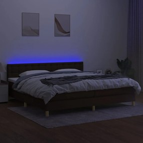 ΚΡΕΒΑΤΙ BOXSPRING ΜΕ ΣΤΡΩΜΑ &amp; LED ΣΚ.ΚΑΦΕ 200X200 ΕΚ ΥΦΑΣΜΑΤΙΝΟ 3134064