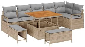 vidaXL Σετ Καναπέ Κήπου 9 pcs Μπεζ, Ανοιχτό Γκρι 100 x 100 x 71 cm