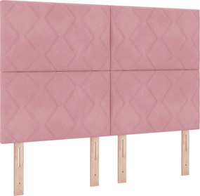 vidaXL Κρεβάτι box spring με στρώμα Ροζ 160 x 200 cm Βελούδο