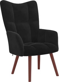 vidaXL Πολυθρόνα Relax Μαύρη Βελούδινη με Σκαμπό