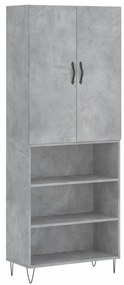 vidaXL Ντουλάπι Γκρι Σκυροδέματος 69,5x34x180 εκ. Επεξεργασμένο Ξύλο