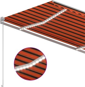 vidaXL Χειροκίνητη τέντα με ηλιακό LED 3,5 x 2,5 m