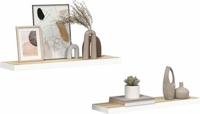 vidaXL Ράφια Τοίχου 2 τεμ. Δρυς/Λευκό 80x23,5x3,8 εκ. MDF