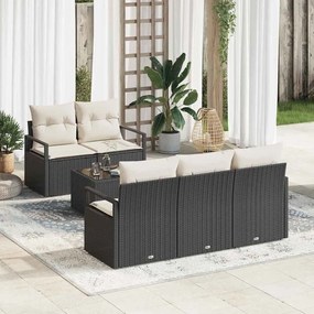 vidaXL Σετ Καναπέ Κήπου 6 pcs Μαύρο, Κρέμα 55 x 55 x 37 εκ