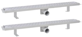 vidaXL Σιφόνια Ντουζιέρας Γραμμικά 2 τεμ. 830x140 χιλ. Ανοξ. Ατσάλι