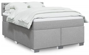 Κρεβάτι Boxspring με Στρώμα Ανοιχτό Γκρι 140x190 εκ. Υφασμάτινο - Γκρι