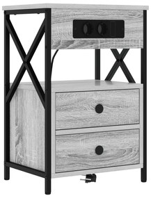 vidaXL Κομοδίνο 2 pcs Γκρι sonoma 40 x 31 x 60 εκ. Επεξεργασμένο ξύλο