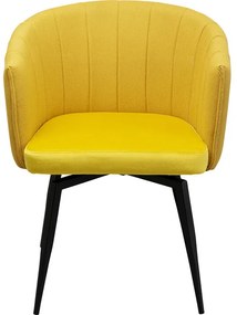 Καρέκλα Τραπεζαρίας Περιστρεφόμενη Merida Κίτρινο Ύφασμα Βελούδο 59,5x60,5x81 εκ. - Κίτρινο