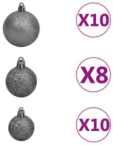 vidaXL Slim Christmas Tree LEDs & Σετ Μπάλες Πράσινο 210 εκ PVC