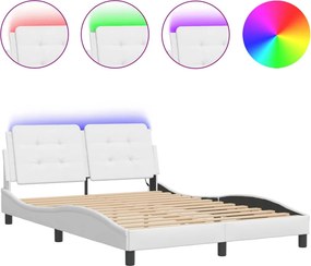 vidaXL Πλαίσιο Κρεβατιού με LED Χωρίς Στρώμα Zadar Λευκό 140x190 εκ.