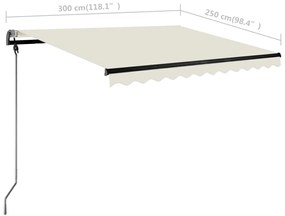 Τέντα Αυτόματη Ανεξάρτητη Κρεμ 300 x 250 εκ. - Κρεμ