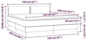 vidaXL Κρεβάτι Boxspring με Στρώμα Μαύρο 160x200 εκ. Βελούδινο