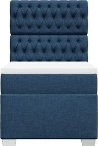 vidaXL Κρεβάτι Boxspring με Στρώμα Μπλε 90x190 εκ.Υφασμάτινο