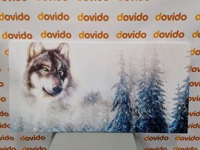 Εικόνα ενός λύκου σε ένα χιονισμένο τοπίο - 100x50