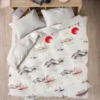 Σεντόνια Fuji (Σετ 4τμχ) Beige-Red Kentia King Size 270x270cm 100% Βαμβακοσατέν
