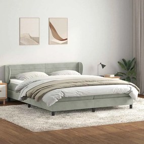 vidaXL Box Spring κρεβάτι με στρώματα ανοιχτό γκρι 200x210cm Βελούδινο