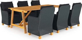 vidaXL Σετ Τραπεζαρίας Κήπου 7 Τεμαχίων Σκούρο Γκρι