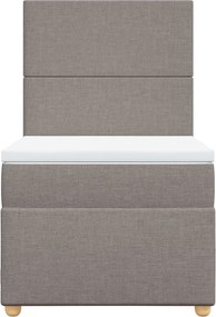 vidaXL Κρεβάτι Boxspring με Στρώμα Taupe 90x190 εκ.Υφασμάτινο