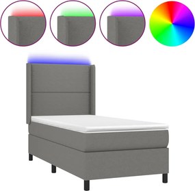 vidaXL LED Κρεβάτι με βάθρο με κεφαλάρι ύφασμα