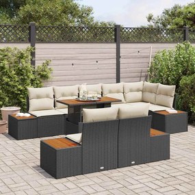 vidaXL Σετ Καναπέ Κήπου με αποθήκευση 9 pcs Μαύρο Πολυ ράταν