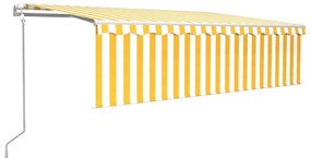 Τέντα Αυτόματη με Σκίαστρο/LED/Αισθ. Ανέμου Κίτρ/Λευκό 5 x 3 μ. - Κίτρινο