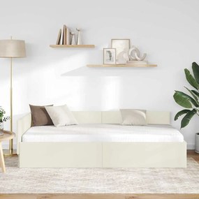 vidaXL Κρεβάτι Γωνίας Κρεμ 80 x 200 cm Βελούδο και Εργοστασιακό ξύλο