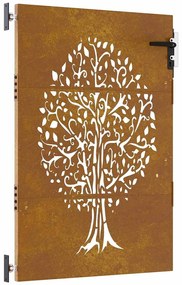 vidaXL Πόρτα Κήπου με Σχέδιο Δέντρου από Ατσάλι Corten 85x125 εκ.