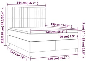 Κρεβάτι Boxspring με Στρώμα Μαύρο 140x190 εκ. Βελούδινο - Μαύρο