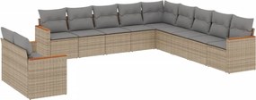 vidaXL Patio Sofa Set 11-θέσια Beige and Grey
