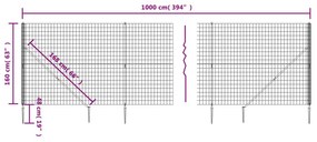 Συρματόπλεγμα Περίφραξης Ανθρακί 1,6 x 10 μ. με Καρφωτές Βάσεις - Ανθρακί