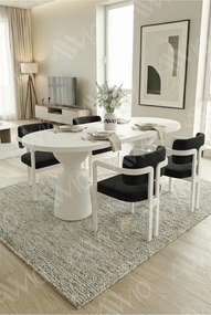 Stewehome Σετ τραπεζαρίας Boho 4 ατόμων με λευκό τραπέζι και βάση τύπου γλάστρας λευκό 80x140 cm