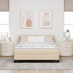 vidaXL Κρεβάτι με Στρώμα σε Κρέμ, 140x200 εκ., Υφασμάτινο